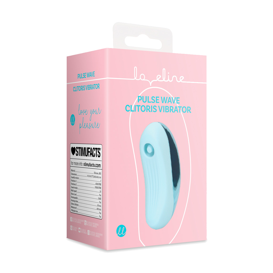 Кліторальний вібратор Loveline Pulse Wave Clitoris Vibrator блакитний, 1 шт